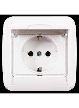 Günsan Elektrik - Günsan Fantasy Grounded Socket with Cover, White - Image 1