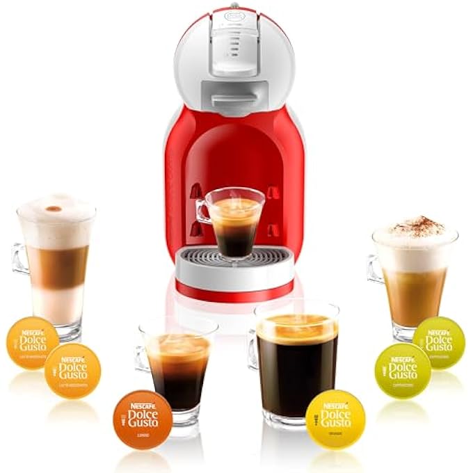 ريحني ماكينة صنع قهوة كبسولات نسكافيه دولتشي غوستو ميني مي من ديلونجي، صغيرة الحجم وقوية، ضغط حتى 15 بار، كابتشينو جراند، شاي، شوكولاتة ساخنة، ماكينة صنع قهوة إسبريسو، Edg305Wr، أحمر - Image 2