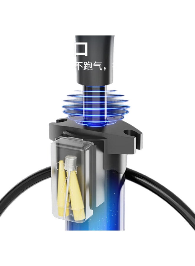 Ousen High-Pressure Air Pump For Bicycles, Electric Bikes, Cars, Road Bikes, Basketball, Soccer, American, English, French Valve With Pressure Gauge Inflator - Image 3