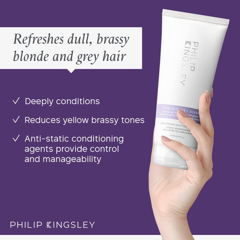PHILIP KINGSLEY Pure Blonde/Silver Brightening Daily Purple Conditioner for Blonde Gray Brassy Colored Highlighted Bleached Hair Toner for Orange Brassiness and Yellow Tones, 6.76 oz - Image 2
