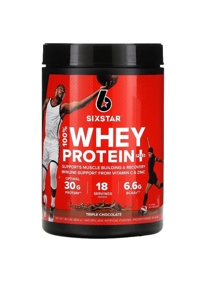 SIX STAR SIXSTAR, 100% Whey Protein Plus, Triple Chocolate, 1.82 lbs (826 g) (Packaging may vary) - Image 1