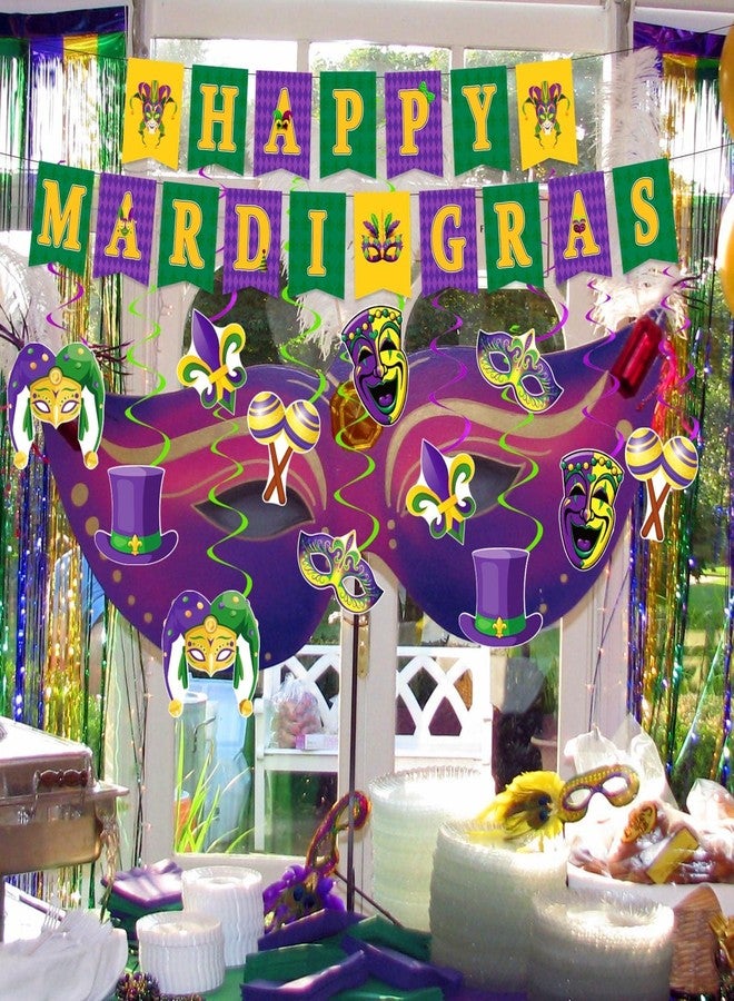 YUNVI 54 Pieces Mardi Gras Party Decorations and Supplies Set, Purple Green and Gold Party Decorations for New Orleans Mardi Gras,Fat Tuesday Decorations - Image 4