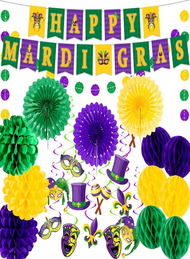 YUNVI 54 Pieces Mardi Gras Party Decorations and Supplies Set, Purple Green and Gold Party Decorations for New Orleans Mardi Gras,Fat Tuesday Decorations - Image 1