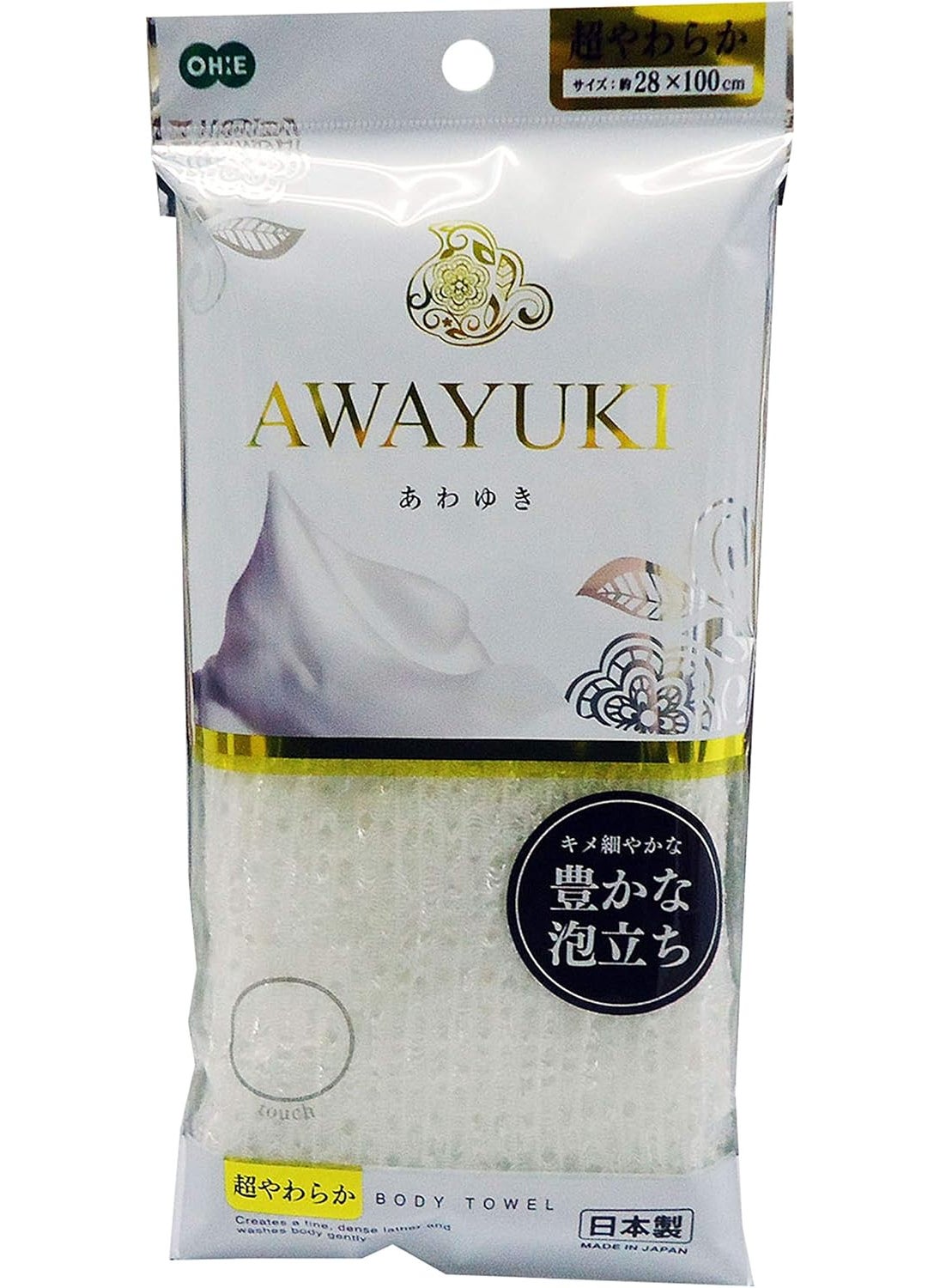OHE Japan Health and Personal Care - Ohe Light Snowfall Nylon Towel Ultra Soft White *AF27* 