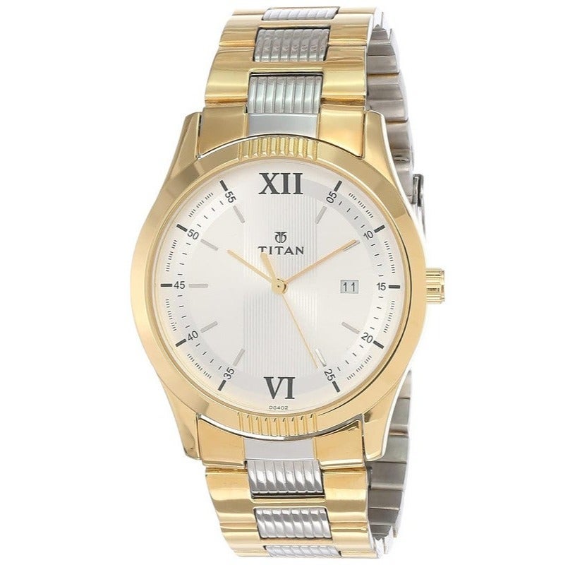 Titan Quartz Analog White Dial Stainless Steel Strap Watch for Men-NS1739BM01/NT1739BM01 - Image 1