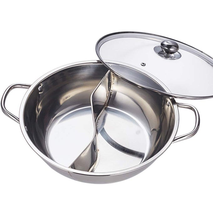 HOT POT STAINLESS STEEL SINGLE COOKING POT DOUBLE EAR FONDUE POT 304 STAINLESS STEEL SIZE DIAMETER 30CM