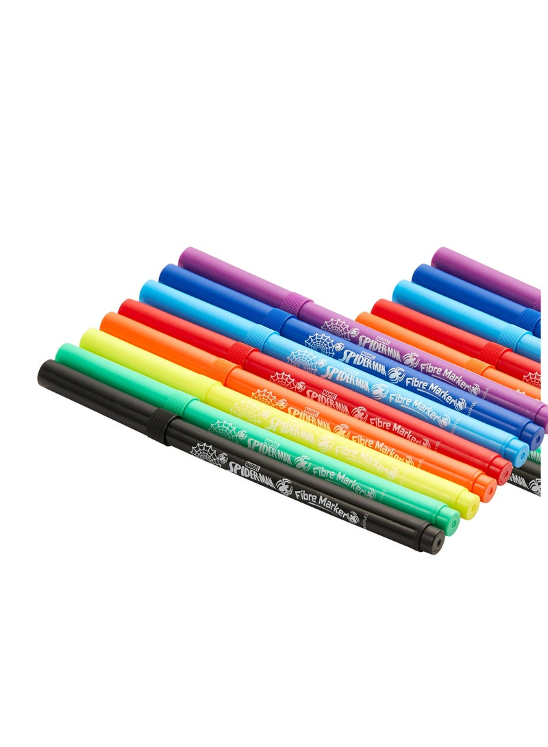 MARVEL Spiderman 8 Primary Colour Fibre Markers Multi - Image 3