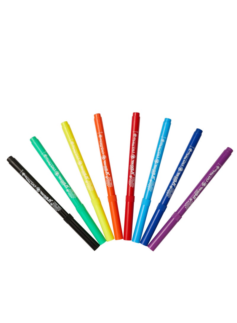 MARVEL Spiderman 8 Primary Colour Fibre Markers Multi - Image 4