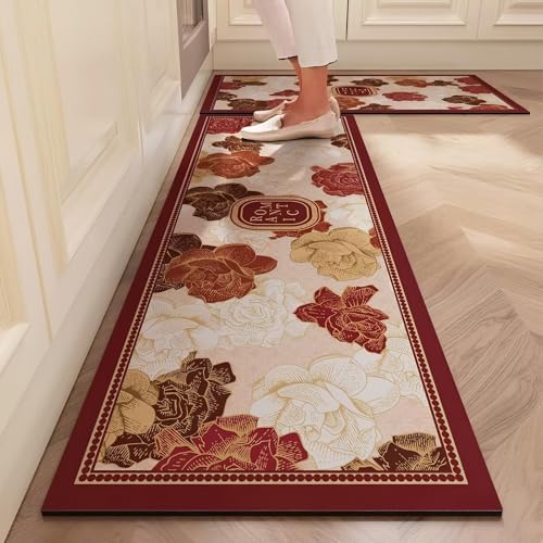Roslen 2 Pcs Kitchen Mats Set, Rubber Kitchen Mats for Floor Set of 2 Pcs, Standing Desk Mat Floor Mats, Comfort Runner Rug Carpets for Kitchen Floor Sink Laundry & Hallway (118 * 38, 58 * 38 cm) - Image 1