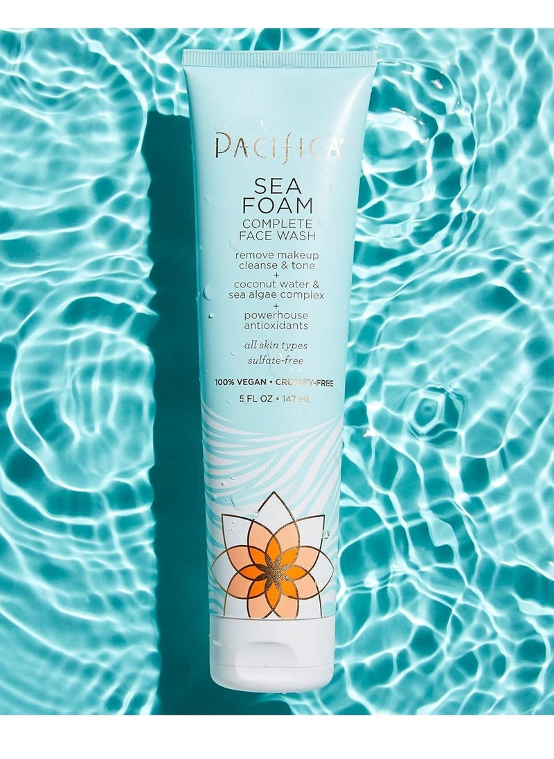 Pacifica Pacifica Beauty Complete Face Wash, Gentle Daily Facial Cleanser for All Skin Types, Removes Makeup, Oil & Dirt, Sea Foam, 5 oz, 2 Pack  - Image 3