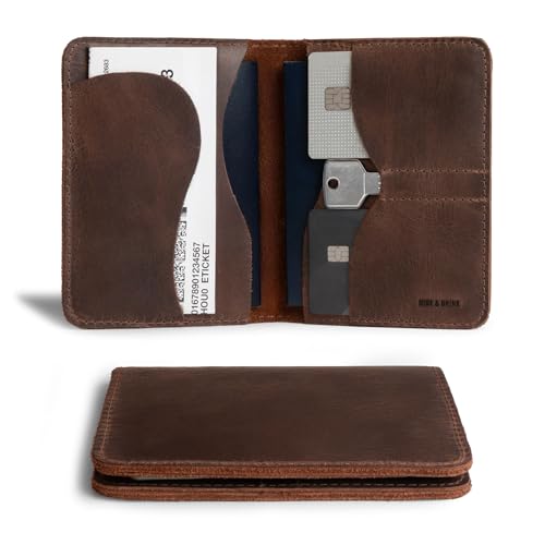 Hide & Drink, Double Passport Cover with Slots for Bills and Keys, Rustic Case, ID Organizer, Full Grain Leather, Handmade Accessories, Bourbon Brown - Image 2