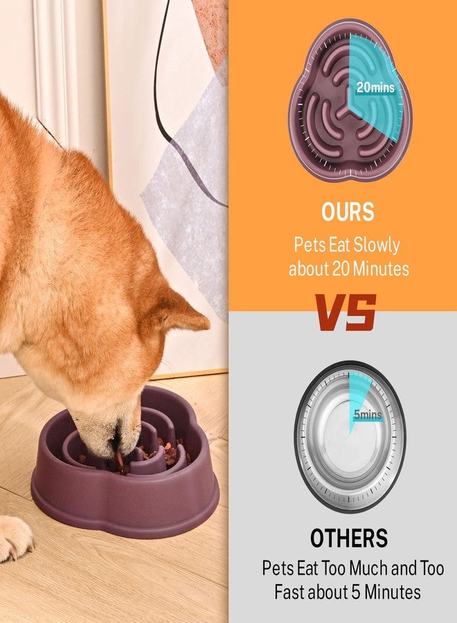 Juqiboom Slow Feeder Bowls for Small Medium, Puzzle Slow Feeding Pet Bowl with Anti-Slip Shim for Puppy, Non-Toxic Preventing Choking Healthy Slower Food Feeding Dishes (2pc Red) - Image 5