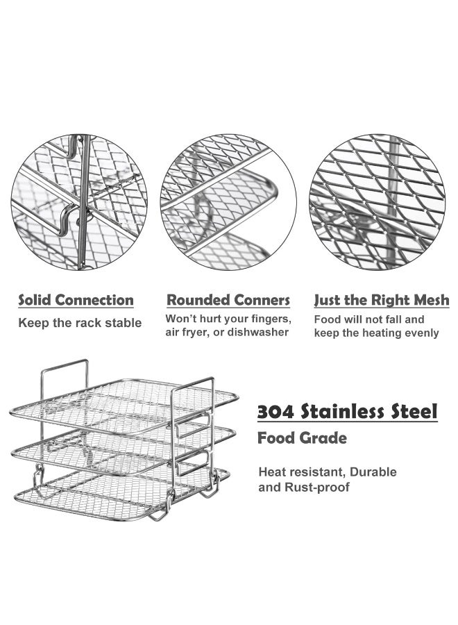 Air Fryer Rack For  With Magnetic Cheat Sheet Accessories Foodi 304 Stainless Steel Multi-Layer Stackable Dehydrator Oven - Image 5