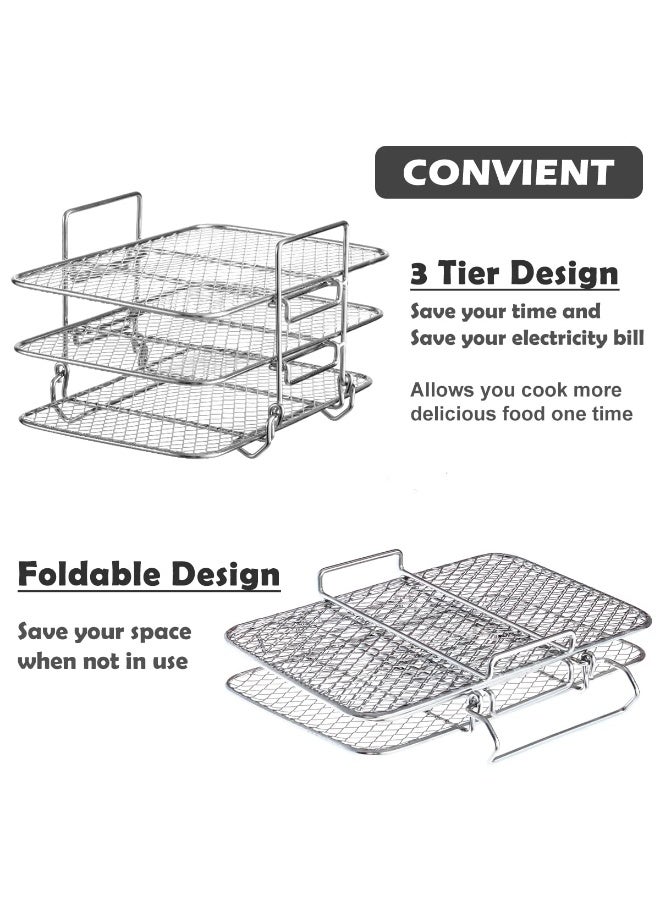 Air Fryer Rack For  With Magnetic Cheat Sheet Accessories Foodi 304 Stainless Steel Multi-Layer Stackable Dehydrator Oven - Image 2