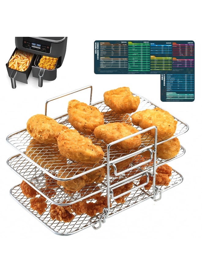 Air Fryer Rack For  With Magnetic Cheat Sheet Accessories Foodi 304 Stainless Steel Multi-Layer Stackable Dehydrator Oven - Image 1