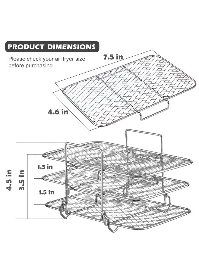 Air Fryer Rack For  With Magnetic Cheat Sheet Accessories Foodi 304 Stainless Steel Multi-Layer Stackable Dehydrator Oven - Image 4
