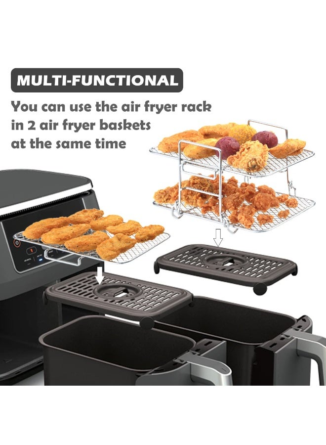 Air Fryer Rack For  With Magnetic Cheat Sheet Accessories Foodi 304 Stainless Steel Multi-Layer Stackable Dehydrator Oven - Image 3