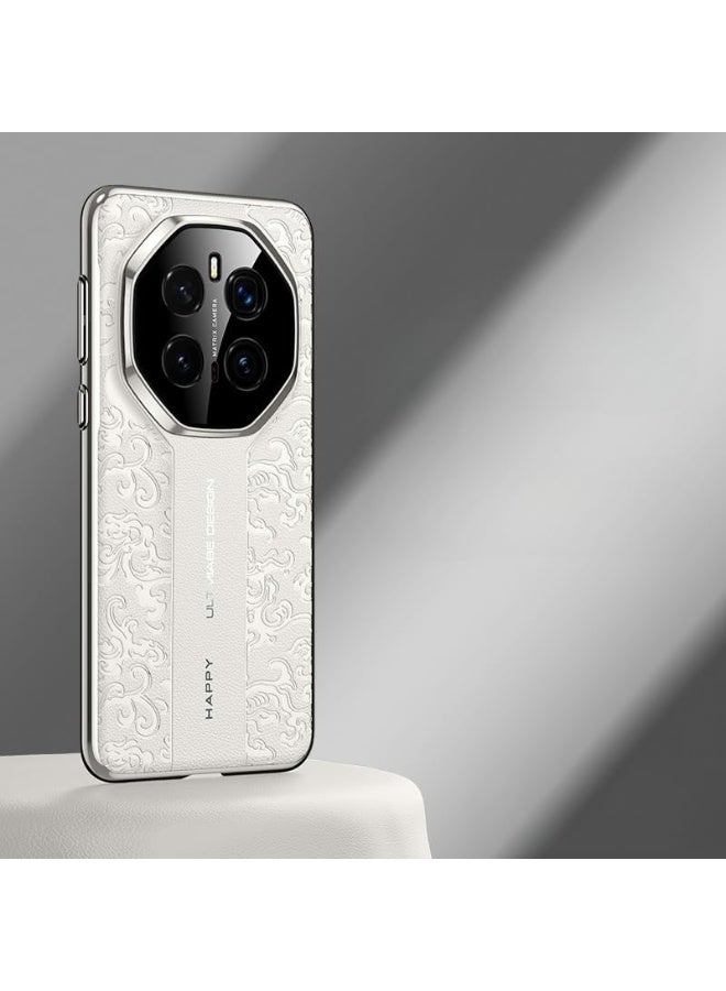 Case Compatible with Honor Magic 7 Pro Case, Luxury Auspicious Cloud Carving Process Embossed Leather Case Camera Lens Protection Shockproof Protective Cover