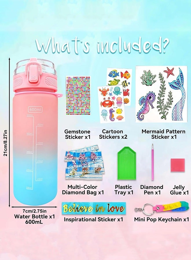 جارلو تزين مجموعات زجاجة المياه الخاصة بك للبنات عمر 4-6-8-10,حورة البحر جوم الماس الرسم الحرفي,الفنون الممتعة والحرف اليدوية هدايا لعب عيد ميلاد البنات - Image 2
