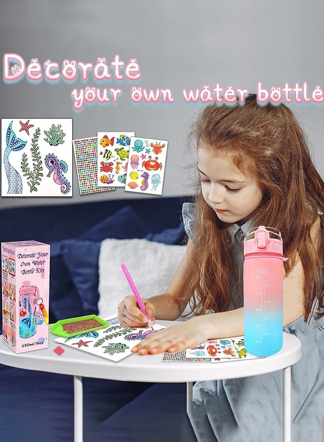 جارلو تزين مجموعات زجاجة المياه الخاصة بك للبنات عمر 4-6-8-10,حورة البحر جوم الماس الرسم الحرفي,الفنون الممتعة والحرف اليدوية هدايا لعب عيد ميلاد البنات - Image 5