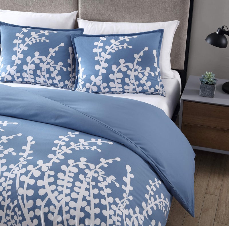 City Scene - King Duvet Cover Set, 100% Soft Cotton Bedding for Year Round Comfort, 3 Piece Bed Set with Matching Pillowcases (Branches Blue) - Image 3