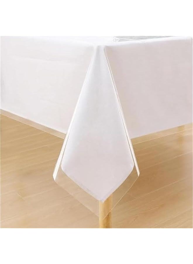 HOOKOR Rectangle Clear Table Cloth 60x84 Inch, Waterproof Wipeable Vinyl Tablecloths Protector, Oil Spill Proof Transparent Plastic Table Cover for Dining, Picnic, Camping, Outdoor (153 * 305cm)  - Image 1