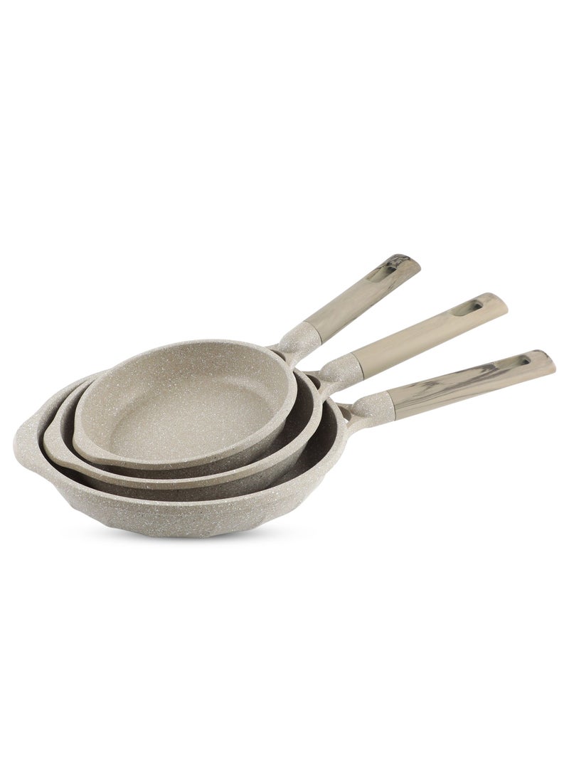 Life Smile - Fry Pan Set - Multi Layer Granite Fry Pan - Include 20 CM, 24 CM, 28 CM Non Stick Pan - Heat-Resistant Handle Hanging Loop - Induction bottom (Dark Green) - Image 1
