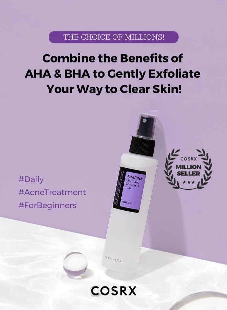 COSRX AHA/BHA Clarifying Treatment Toner  Facial Exfoliating Spray for Whiteheads Pores & Uneven Skin Korean Toner 150ml - Image 2