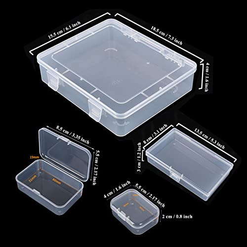 Thintinick 28 Pack Rectangular Mixed Sizes Clear Plastic Storage Containers Box with Hinged Lid for Beads and Other Small Craft Items - Image 2