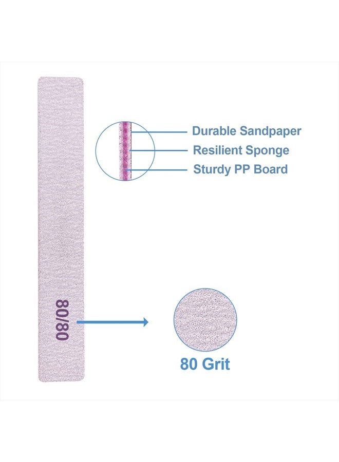 GigaGround 80/80 Grit Nail Files, Emery Boards Nail File for Acrylic and Gel Nails, Coarse Nail File Double Sided 80 Grits Emory Professional Filers Reusable Washable Manicure Square Gray - Image 3