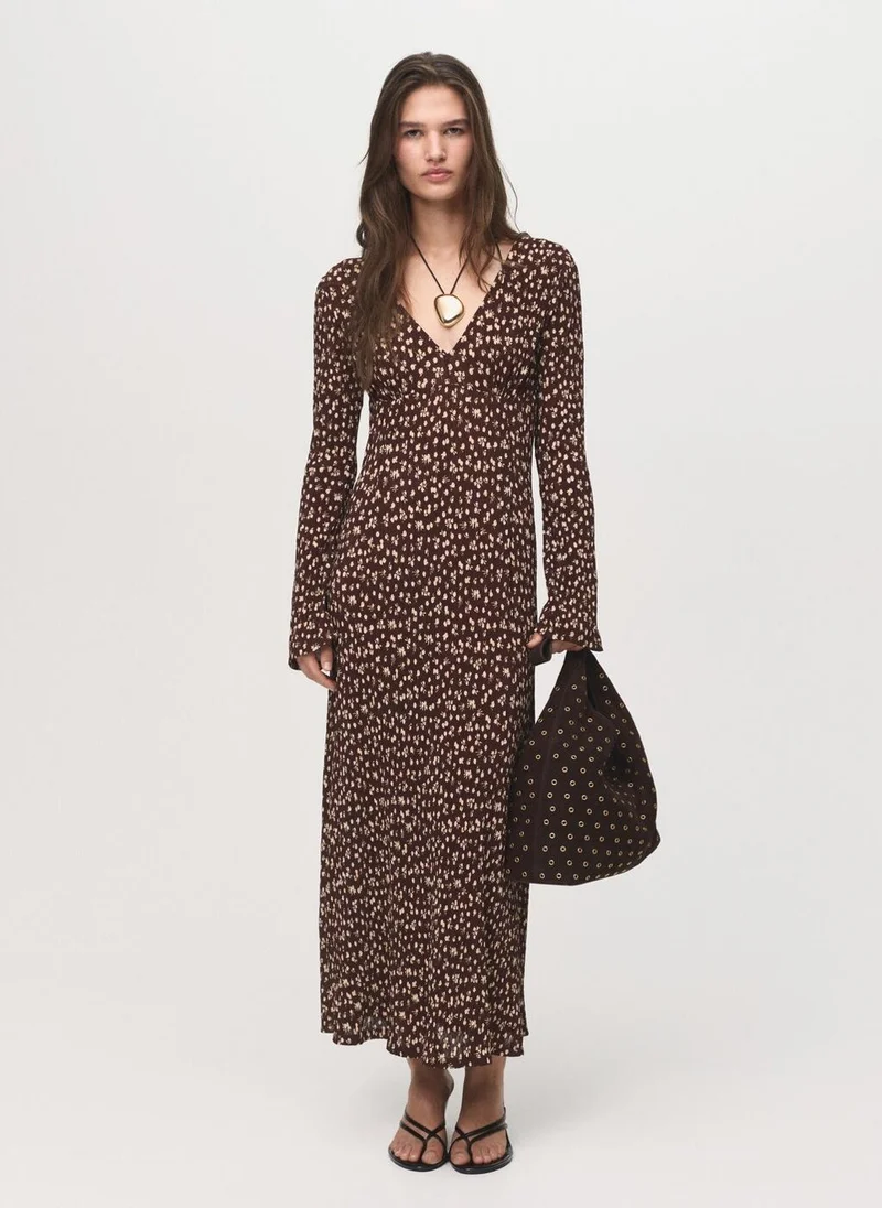 MANGO Printed V-neck dress