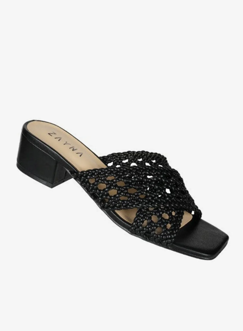ZAYNA 221-25 Zayna Ladies  Fashion Mid Heel Slip on C-078 Black