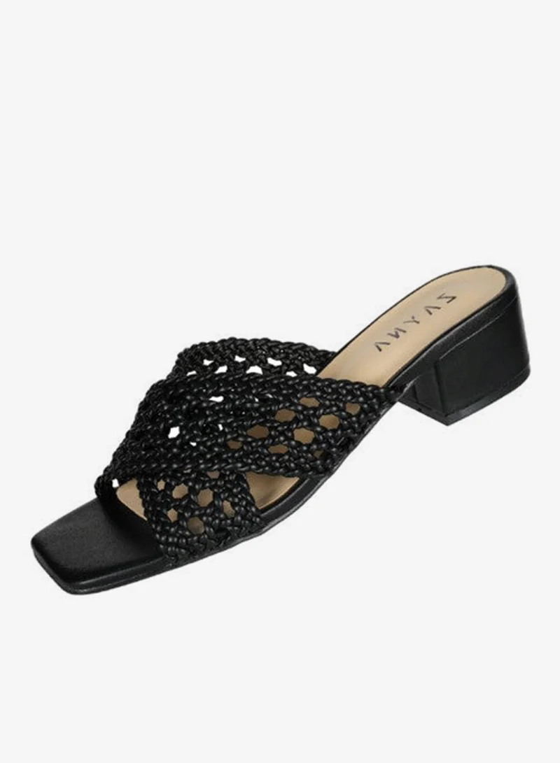 Zayna Black 221-25 Zayna Ladies  Fashion Mid Heel Slip on C-078 Black for Women | Best Price UAE