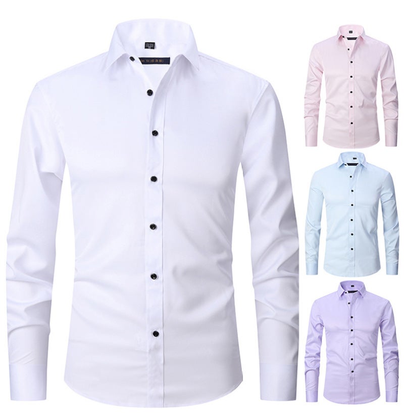 Hot-selling white shirt men's long-sleeved spring business iron-free shirt slim fit suit inch shirt professional work formal wear 2-707 38 - Image 2