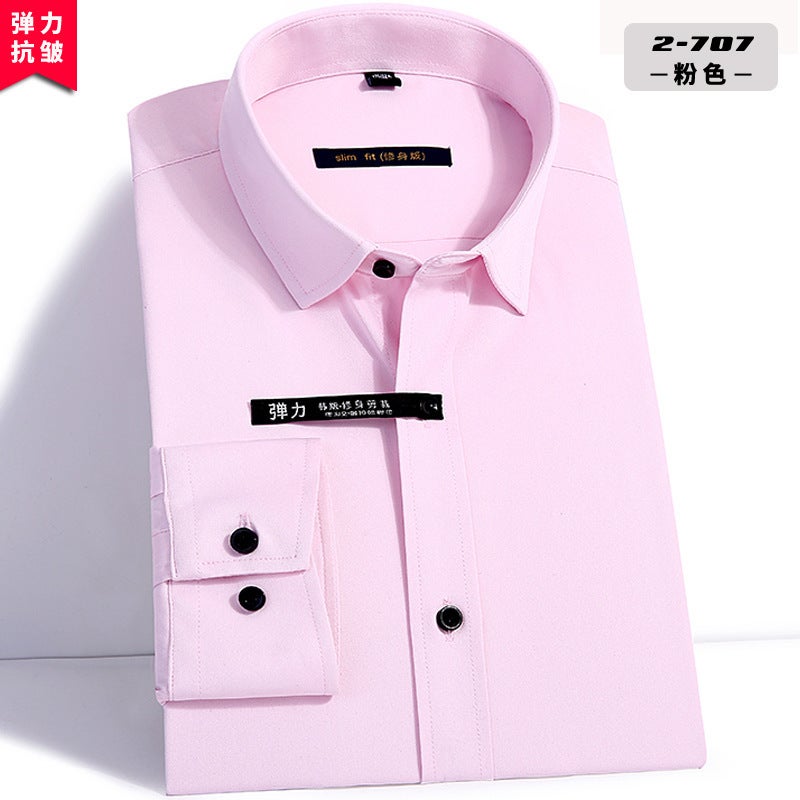 Hot-selling white shirt men's long-sleeved spring business iron-free shirt slim fit suit inch shirt professional work formal wear 2-707 38 - Image 1