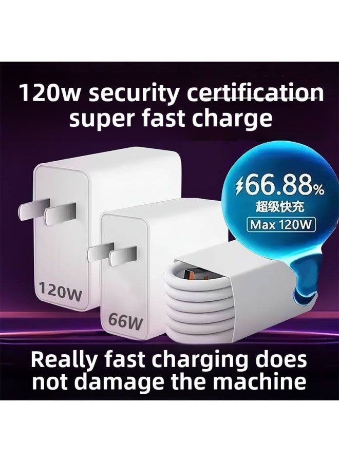 Official Genuine Goods 120W Fast Flash Charging Head Applicable To Huawei Mate60/P50P60 Fast Charging Data Cable Package-Color:120w Super Fast Charging 30 Minutes Charging 99%_original Genuine Fast Charging Head + 1m Wires 2 Pieces  - Image 1