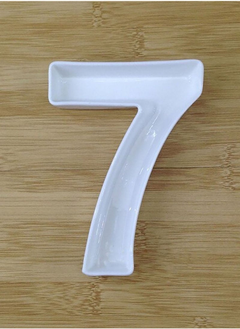 Generic White Decorative Ceramic Number 7 Dish  - Image 1