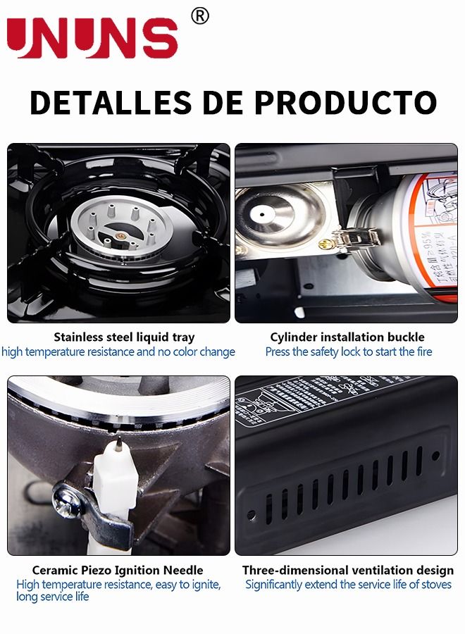 UNUNS GS-1000 7650 BTU موقد غاز البيوتان المحمول الإشعال التلقائي معدات المطبخ موقد واحد للتخييم والنزهة  - Image 5