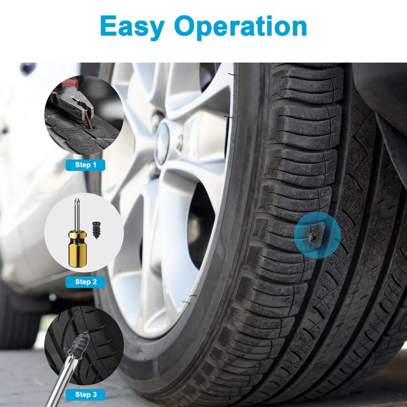 Linkstyle 100pcs Tire Screw Plug Repair Kit, 2 Sizes Repair Rubber Nail for Car Motorcycle Truck Tire Puncture Repair - Image 5