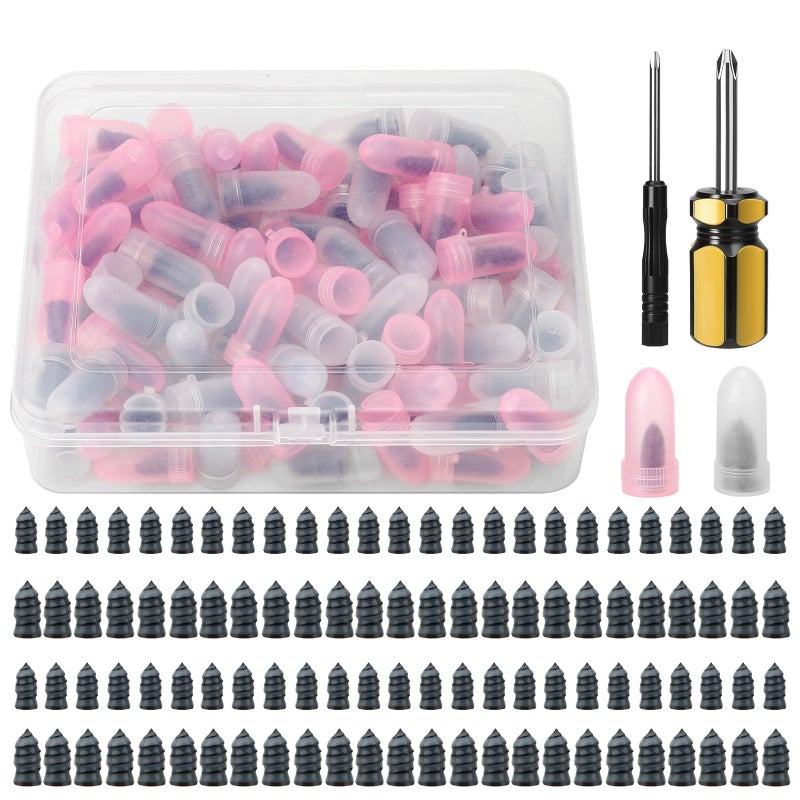 Linkstyle 100pcs Tire Screw Plug Repair Kit, 2 Sizes Repair Rubber Nail for Car Motorcycle Truck Tire Puncture Repair - Image 1