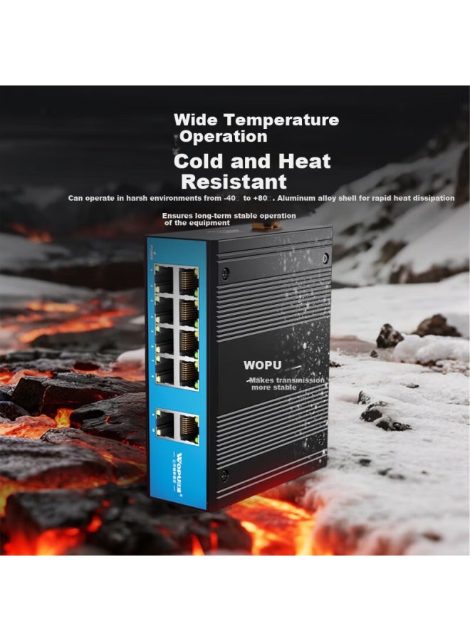 Wopu Industrial Grade Switch 5/8/10-port Gigabit Ethernet Din Rail Switch 6kv Lightning Protection High Temperature Resistant Optoelectronic Network Switch Ai Watchdog Gwjh1000m - Image 3