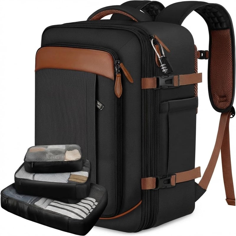 Vancropak 40L Travel Backpack Flight Approved Carry On for Men Women, Expandable Weekender Bag with 3 Packing Cubes, Water Resistant Anti-Theft Daypack fits 17.3" Laptop, Large Lightweight Luggage - Image 1