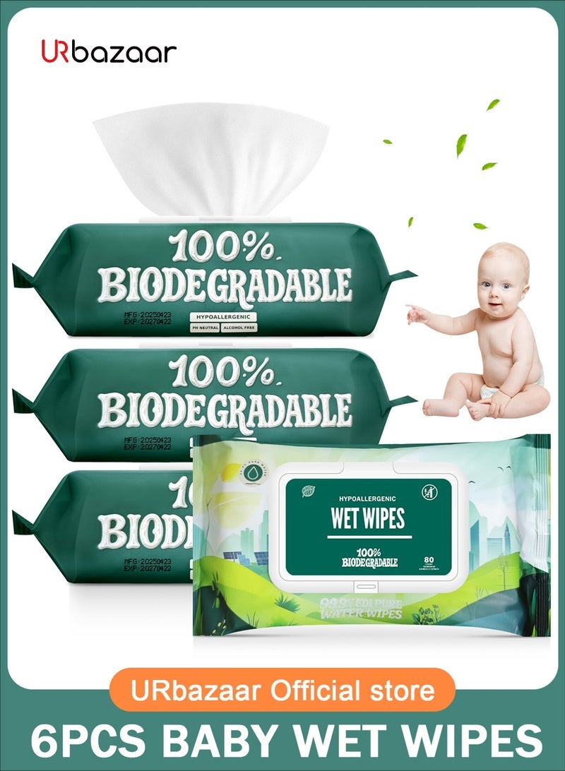 URbazaar Extra Gentle Unscented Baby Wipes, Plant Based, Made with 99% Water and Aloe for Babies and Kids, 320 Count - Image 1