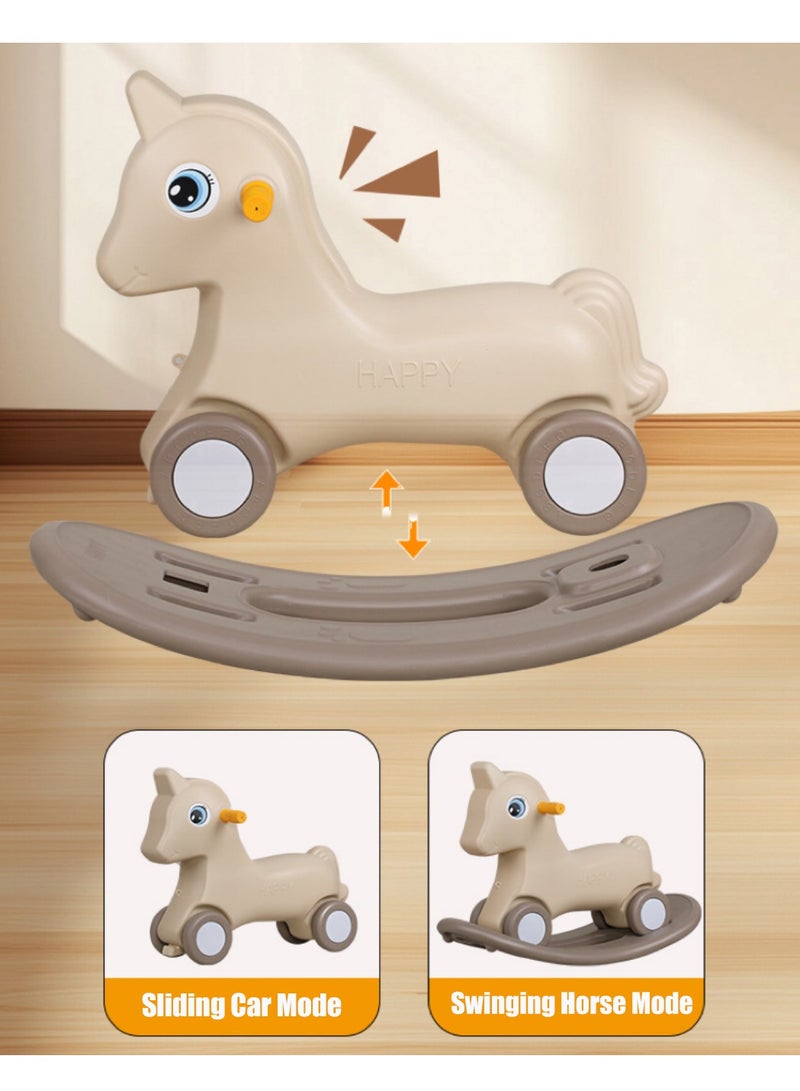 2 in 1 Rocking Horse Kid Balance Bike Toddler Ride On Toys with Detachable Balance Board Push Handle and 4 Smooth Wheels for Boys Girls，Easy to Swing and Assemble  - Image 3