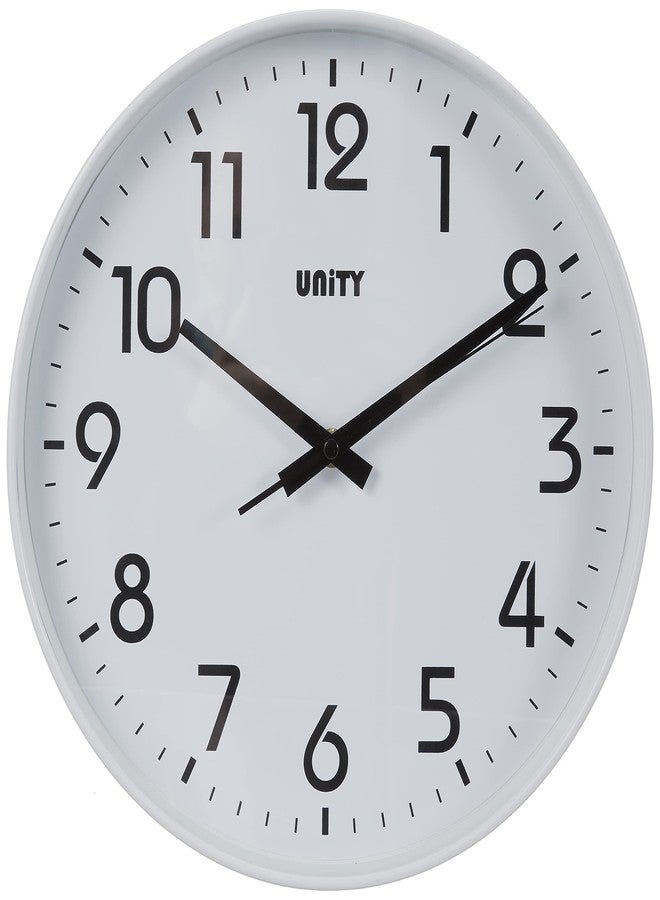 Unity Wall Clock, Fradley, Silent Sweep, Modern, White, 30cm / 12-inch - Image 1