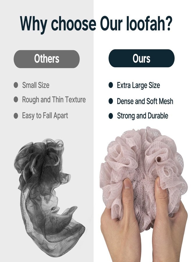 AmazerBath Loofah Sponge 60g/PCS, Shower Loofah for Men and Women - Body Scrubber Loofa Set of 3, Bath Sponge - Grey Blue-Pink-White - Image 5