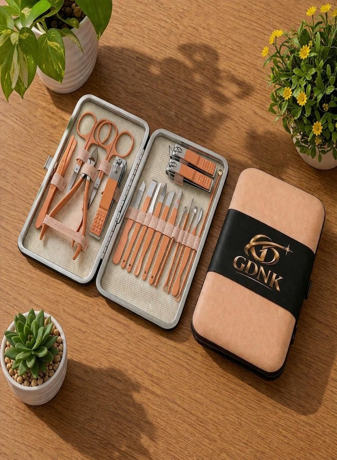 GDNK 18 in 1 Manicure Pedicure Kit Stainless Steel Nail Care Set with Nail Clipper, Scissors & Cuticle Tools Professional Grooming Kit for Men & Women With Travel Case (Rose Gold) - Image 4