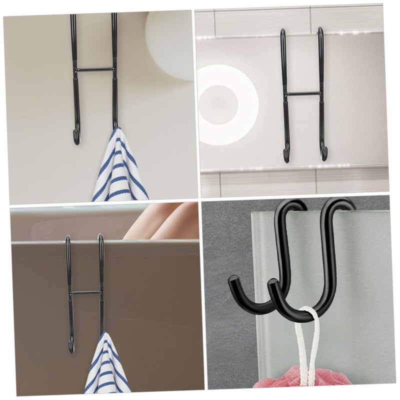 Heavy Duty Dual Curve Stainless Steel Towel Hook Over Shower Door Black 304 Thickened - Image 5