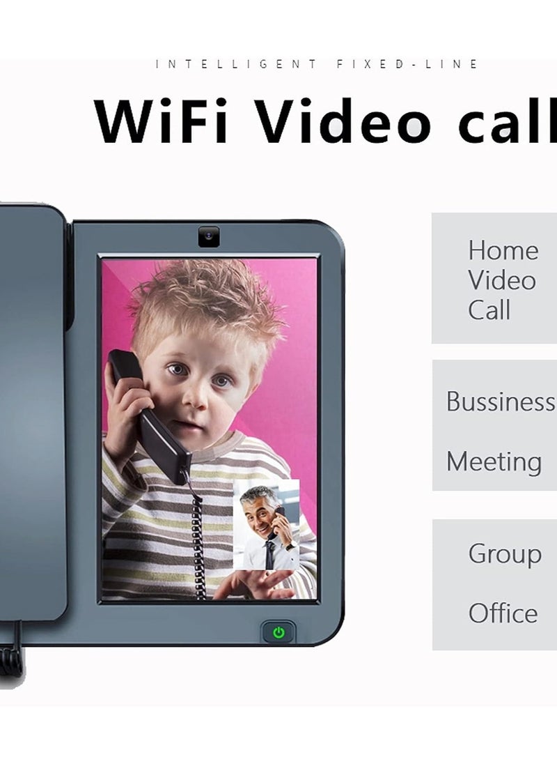 Fixed Phone 3g 4g Sim Card Smart Fixed Phone Touch Screen Video Call Phone With Wifi Recording For Home Business Landline Phones 20 X 21.8 X 5.4 Cm
