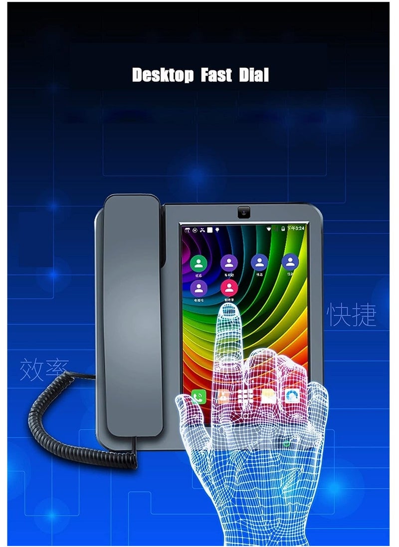 Fixed Phone 3g 4g Sim Card Smart Fixed Phone Touch Screen Video Call Phone With Wifi Recording For Home Business Landline Phones 20 X 21.8 X 5.4 Cm